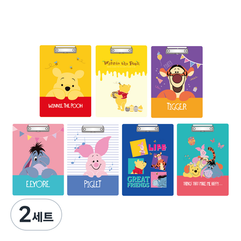 디즈니 푸우 클립보드 7종 세트, 혼합색상, 2세트