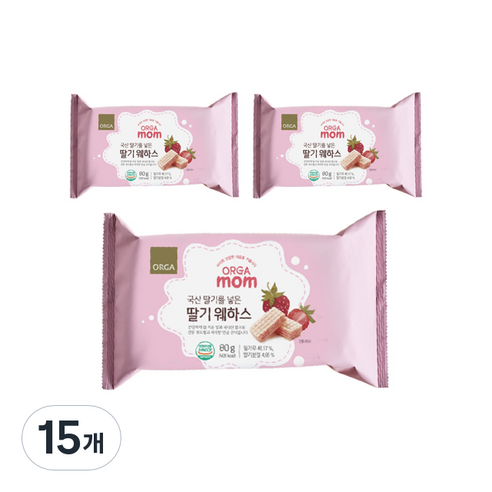 올가홀푸드 mom 딸기 웨하스 80g, 15개