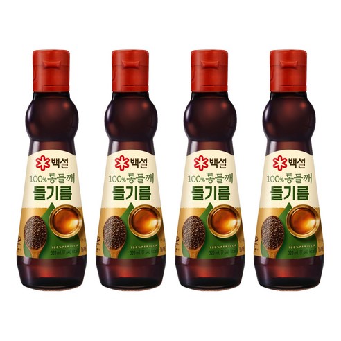 백설 100% 통들깨 들기름, 320ml, 4개