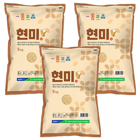 구미시농협쌀 현미, 5kg, 3개