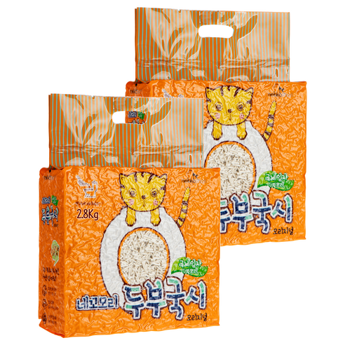 네꼬모리 응고형 두부국시 극세입자 고양이 모래, 2개, 크리미 요거트 향