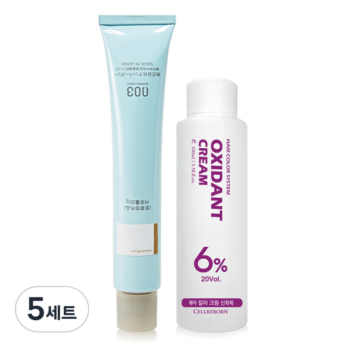 넘버쓰리 리크로마 패션 그레이 염색제 + 산화제 100ml, 7/0N, 5세트