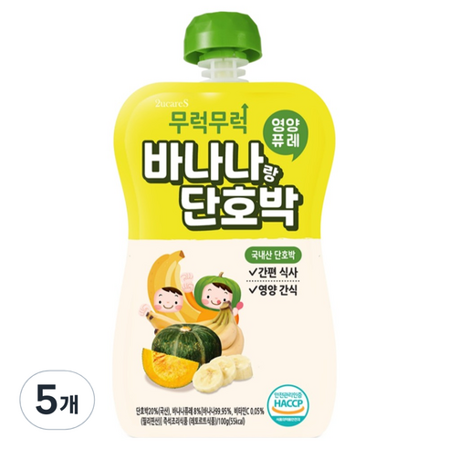 이유케어스 무럭무럭 과일퓨레 바나나단호박, 바나나랑 단호박, 5개, 100g