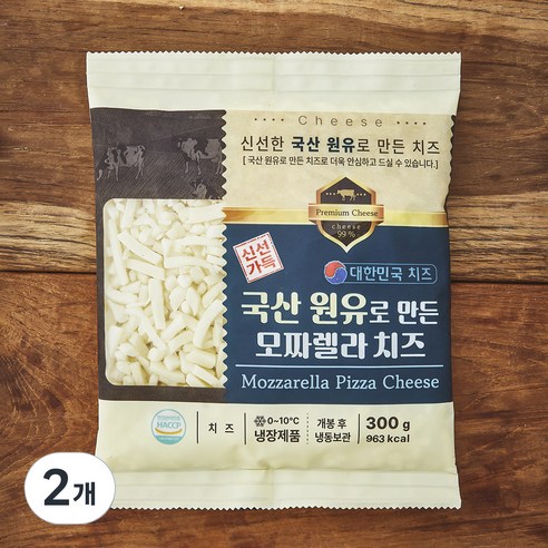 국산 원유로 만든 모짜렐라 치즈, 300g, 1개입, 2개