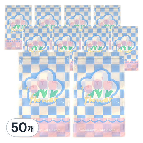 체크 패턴 구디백, 플라워, 50개