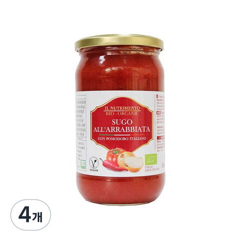 일너트리멘토 유기농 수고 알 아라비아따 토마토소스, 550g, 4개