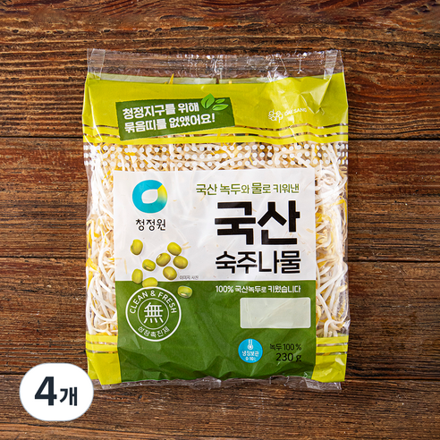 청정원 국내산 숙주나물, 230g, 4개