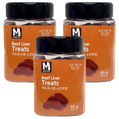 마도로스펫 반려동물 동결건조간식, 소간트릿, 60g, 3개