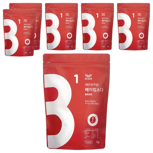 레인보우샵 베이킹소다 베이직 리필, 1kg, 6개