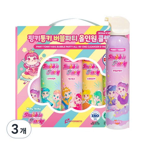 핑크공주 핑키통키 버블파티 올인원 클렌저, 1500ml, 3개
