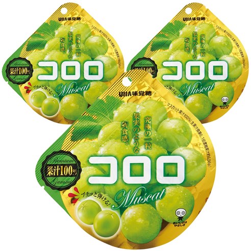 UHA 미카쿠도 코로로 머스캣맛 젤리, 40g, 3개