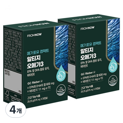 프롬나우 메가포유 컴팩트 알티지 오메가3 26.25g, 30정, 4개
