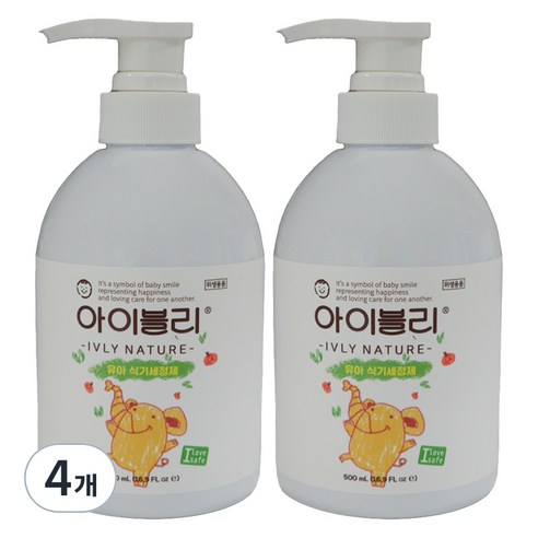 아이블리네이처 유아용 식기 세정제, 500ml, 4개