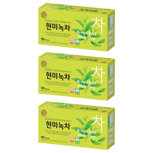 송원 현미녹차 티백, 3개, 1.2g, 100개입