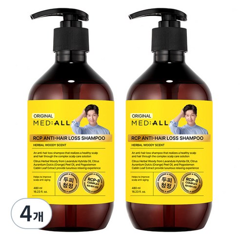 메디올 알시피 안티 헤어 로스 샴푸 우디향, 480ml, 4개