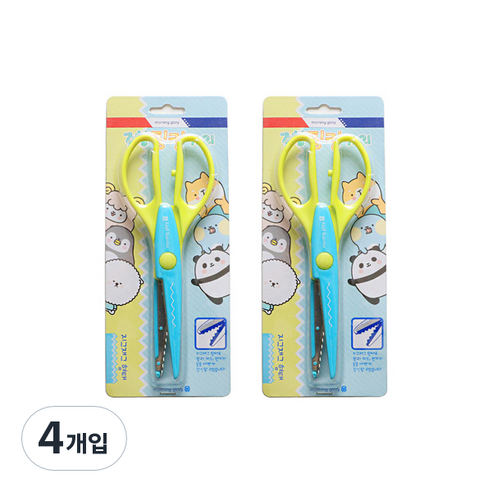 모닝글로리 3000 뉴핑킹가위 중, 혼합 색상, 4개입