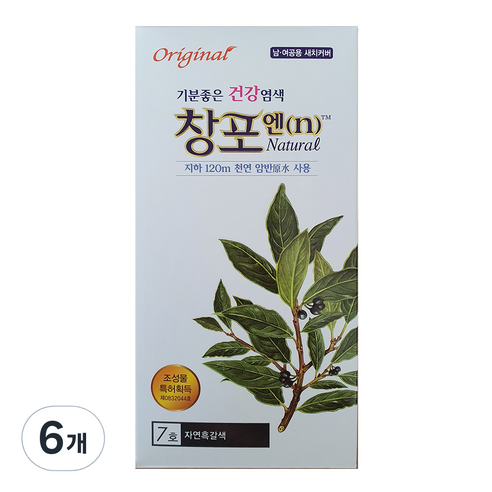 중외제약 창포엔 염색제, 7호 자연흑갈색, 6개