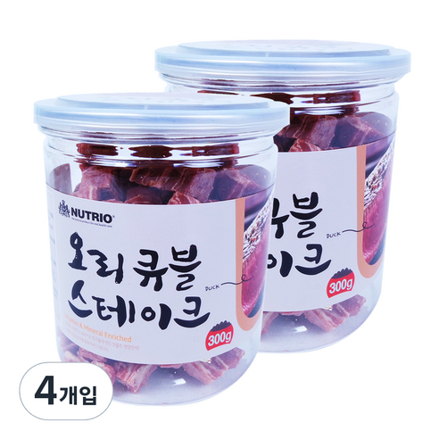 뉴트리오 스테이크 반려견 간식, 오리큐블맛, 4개입