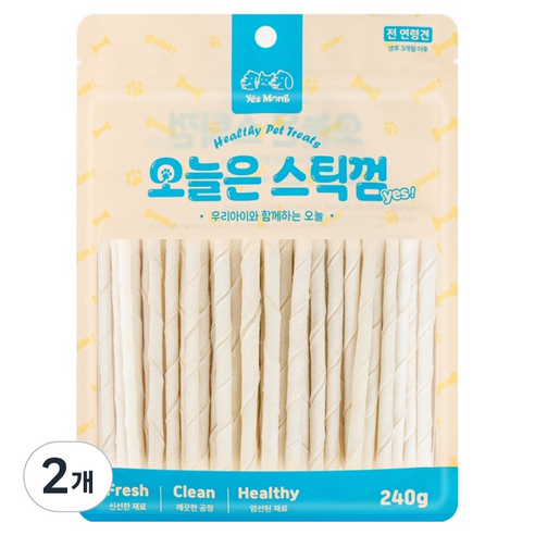 예스몽 강아지 오늘은 스틱껌, 2개, 240g, 소가죽_스틱껌