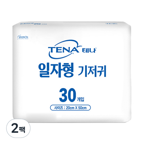테나 일자형 성인기저귀 서브패드 남녀공용, 20cm x 50cm, 30매입, 2팩