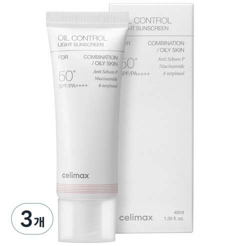 셀리맥스 오일 컨트롤 라이트 선크림 SPF50+ PA++++, 40ml, 3개