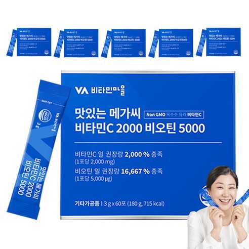 비타민마을 맛있는 메가씨 비타민C 2000 비오틴 5000 60p, 180g, 6개