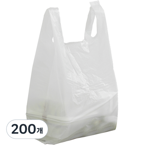 [국내생산] 유백 손잡이형 비닐봉투, 12L, 200개