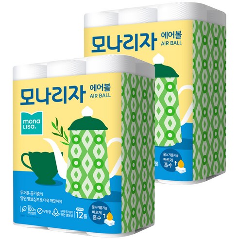 모나리자 에어볼 천연펄프 키친타올, 150매, 24개