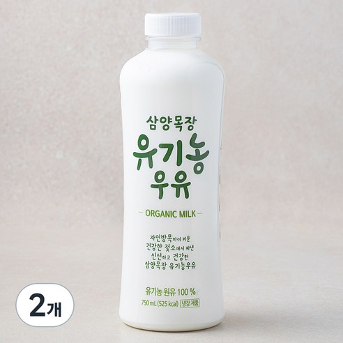 삼양 목장 유기농 우유, 750ml, 2개