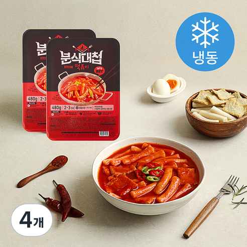 [로켓프레시] 토끼밀 분식대첩 떡볶이 매운맛 (냉동), 480g, 4개