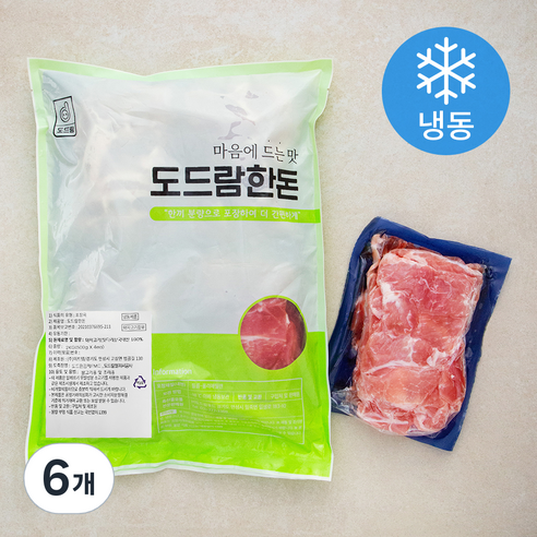 도드람한돈 돼지고기 뒷다리 불고기용 4개입 (냉동), 6개, 2kg