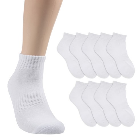   Base Alpha Essential Men's Sports File Cushion Single Neck Socks 10 Pairs, White