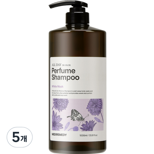 메디레머디 올데이 데오르 퍼퓸 샴푸화이트머스크, 5개, 1000ml