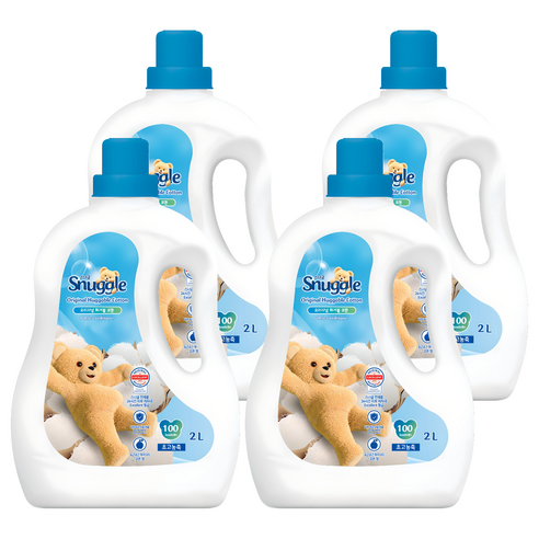 스너글 초고농축 섬유유연제 허거블 코튼 본품, 2L, 4개