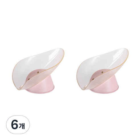 곡선라인 비누받침대, 핑크, 6개
