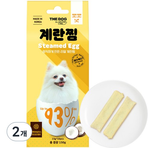 더독 강아지 계란찜 스틱 10p, 코코넛, 150g, 2개