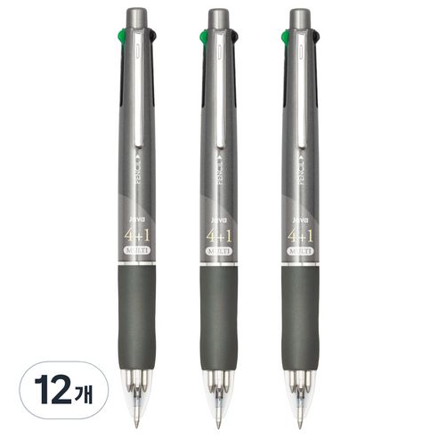 자바펜 제트 4+1 멀티펜 0.7mm, 실버, 12개