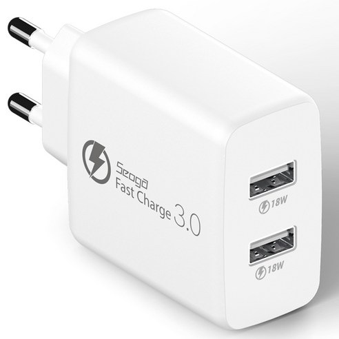 서가 36W 퀵차지 QC3.0 2포트 멀티 18W+18W 동시 고속 충전기, 화이트, 1개