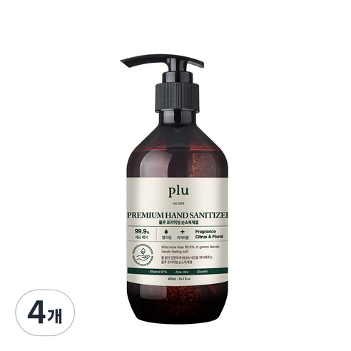플루 프리미엄 손소독제겔, 480ml, 4개