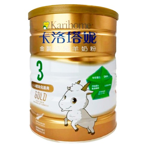 INTL:Karihome INTL:卡洛塔妮 INTL:友華生技 INTL:金裝幼兒羊奶粉 INTL:1-3歲幼兒適用 INTL:GOLD GOAT MILK GROWING-UP FORMULA INTL:紐西蘭原裝進口 INTL:羊奶蛋白 INTL:DHA INTL:天然核苷酸