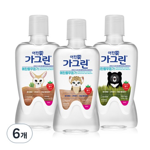 가그린 어린이용 구강청결제 딸기향, 550ml, 6개