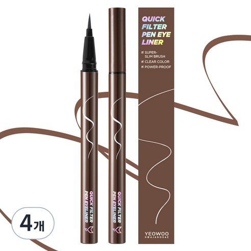 여우화장대 워터프루프 퀵필터 펜 아이라이너 0.5g, P2 딥브라운모카, 4개