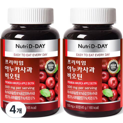 뉴트리디데이 프리미엄 아누카사과 비오틴 45g, 90정, 4개