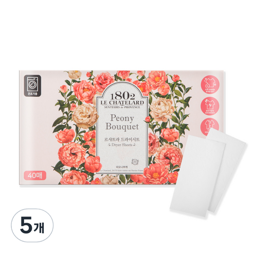 르샤트라 건조기용 드라이시트 피오니부케 본품, 5개, 40매