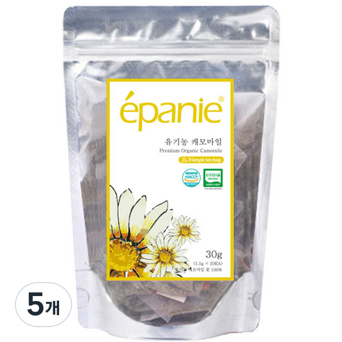 에빠니 유기농 캐모마일 삼각 허브차, 1.5g, 20개입, 5개