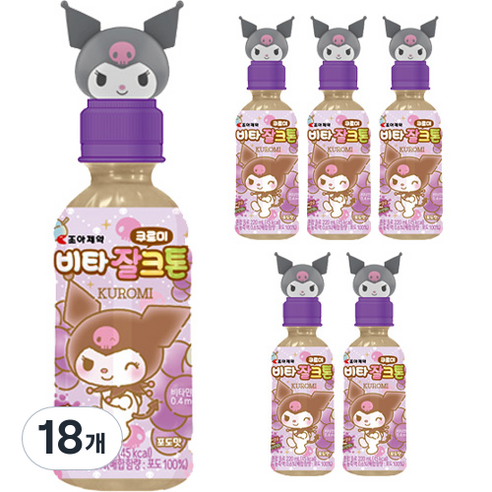 비타잘크톤 쿠로미 산리오 음료수 포도맛, 220ml, 18개