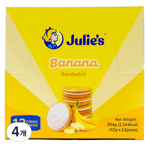 줄리스 바나나 샌드위치 과자 12p, 504g, 4개
