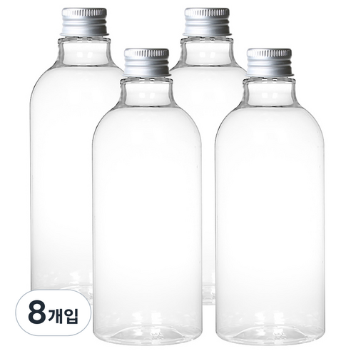 병도매닷컴 DN500 투명 음료용기 알루미늄 실버캡, 500ml, 8개