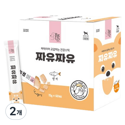 펫어스 강아지 짜유짜유 간식 60p, 900g, 2개, 연어
