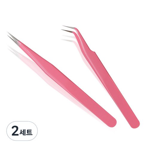 메이브라운 속눈썹 네일파츠 전용 핀셋 2종 C19-et015, 핑크, 2세트